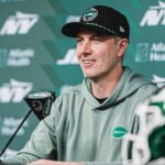 Jets general manager Darren Mougey speaks at a press conference