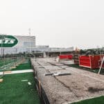 Demolition at the Atlantic Health Jets Training Center weight room during the 2026 Jets facility renovation.