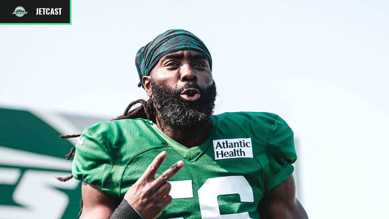 Jets player No. 36 stands on the field during the second joint practice with the Buccaneers on August 12, 2026.