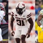 Omar Cooper Jr., David Bailey and Kenyon Sadiq in a three-panel college football composite