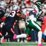 Braelon Allen carries the ball against the New England Patriots on October 18, 2026.