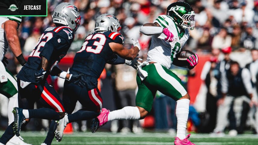 Braelon Allen carries the ball against the New England Patriots on October 18, 2026.